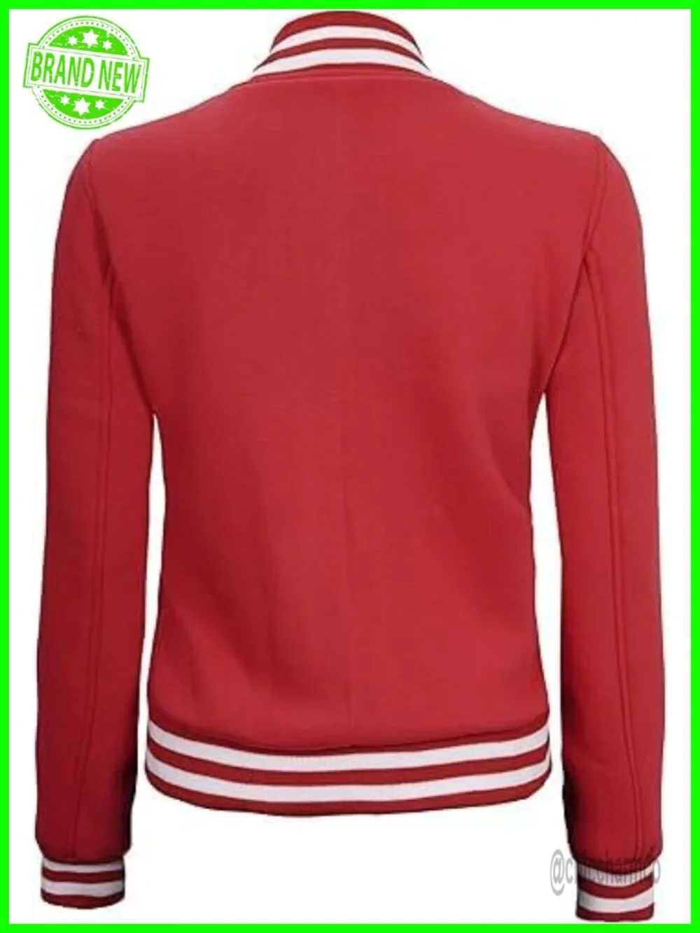 Women's Varsity Bomber Jacket Fleece Letterman Snap Button Baseball Style